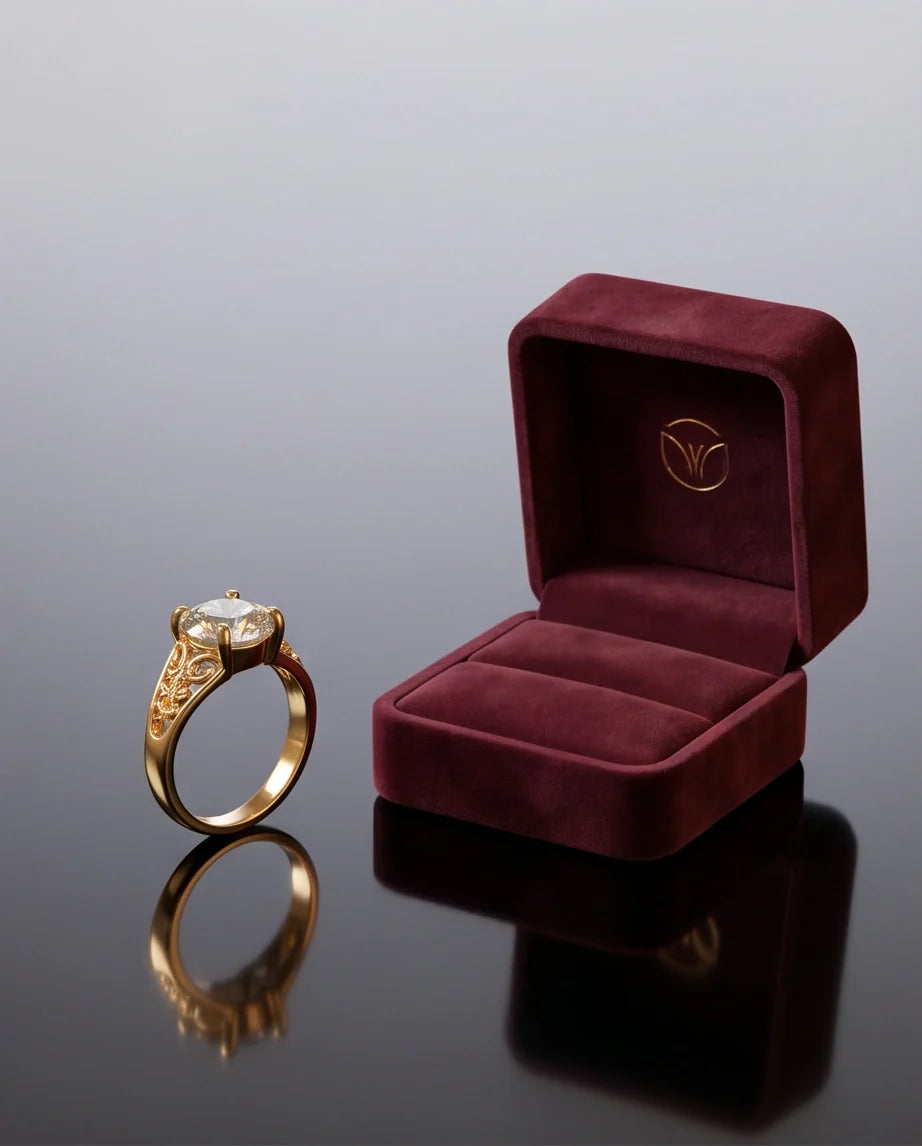 Golden Empress Moissanite Filigree Ring