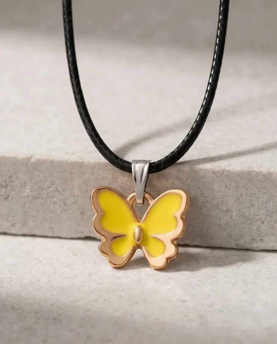 Golden Glow Butterfly Pendant Necklace