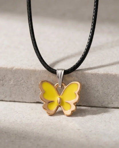 Golden Glow Butterfly Pendant Necklace