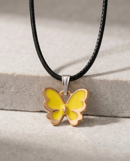 Golden Glow Butterfly Pendant Necklace