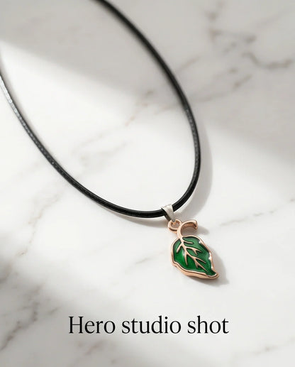 Gold and Green Leaf Pendant Necklace