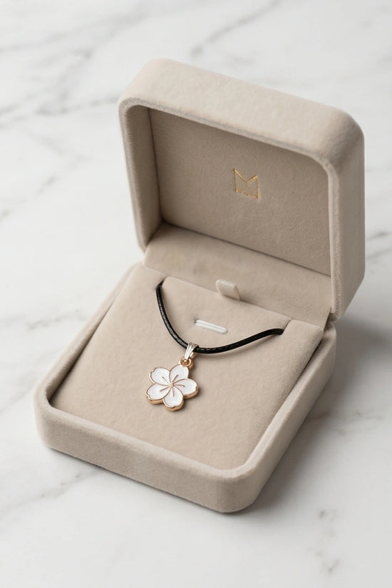 Gold and White Cherry Blossom Necklace