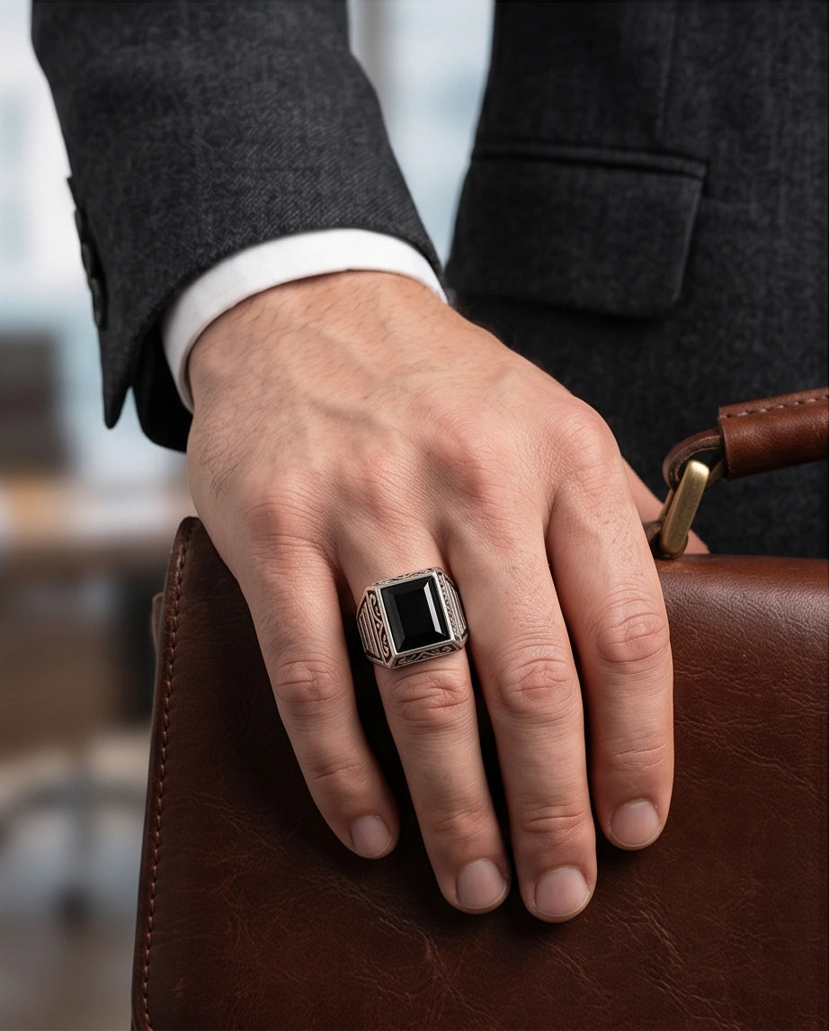 Imperial Onyx Horizon Signet Ring