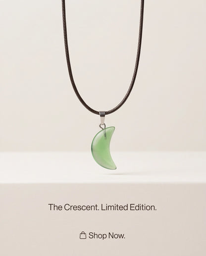 Silver Fluorite Light Green Crescent Moon Pendant Necklace