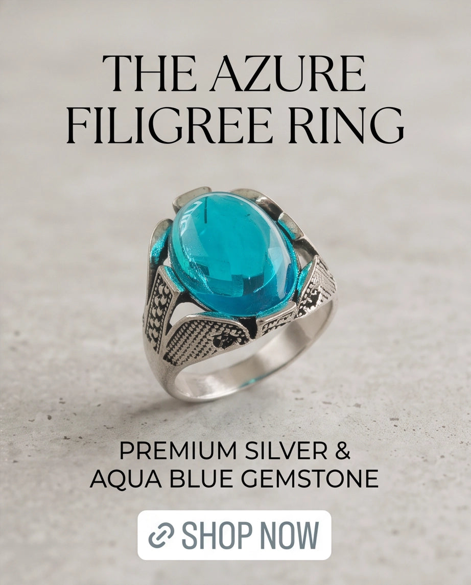 Cerulean Zenith Stippled Signet Ring