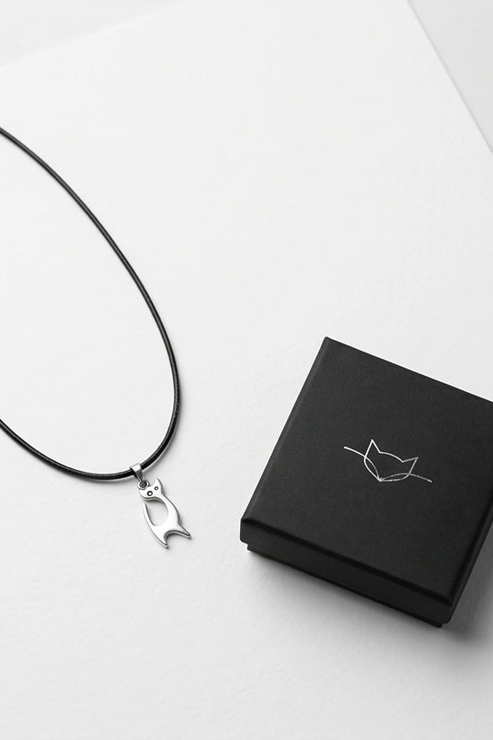 The Mystic Silhouette: Minimalist Matte Silver Cat Pendant Necklace