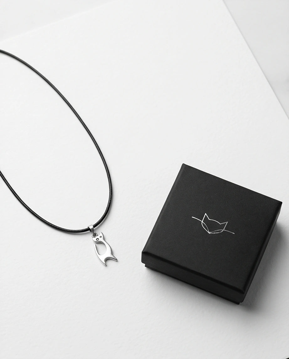The Mystic Silhouette: Minimalist Matte Silver Cat Pendant Necklace