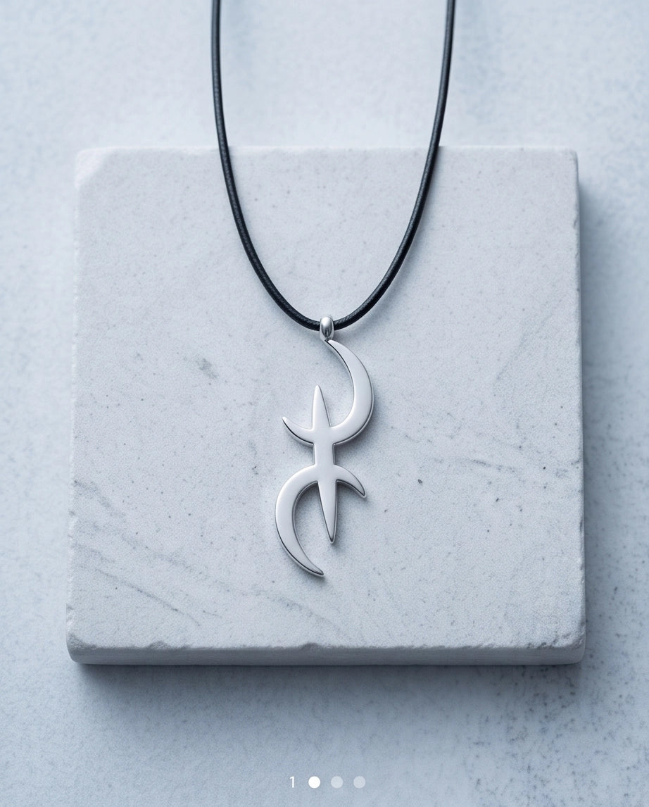 Silver Amazigh Yaz Symbol Cord Necklace