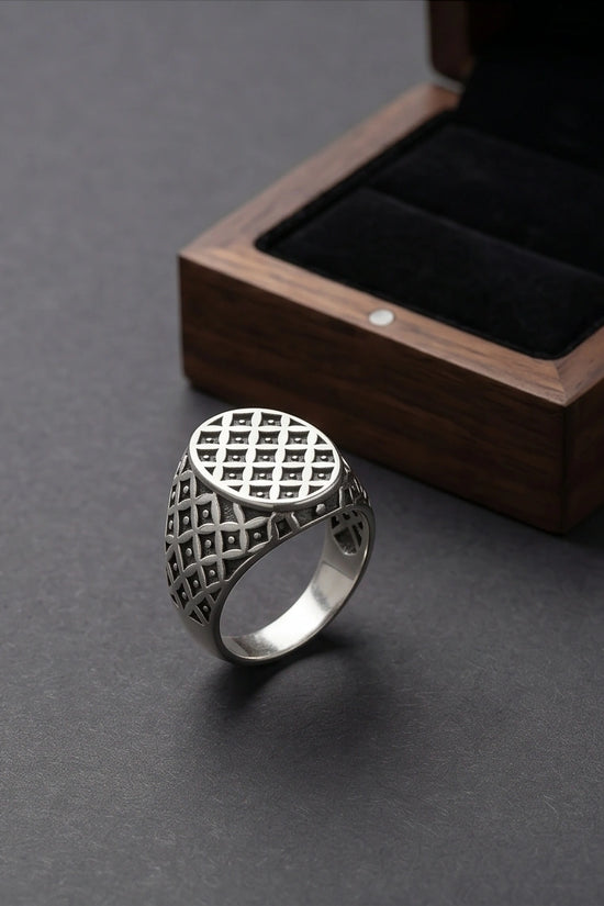 Vintage Sterling Silver Quadfoil Geometric Signet Ring