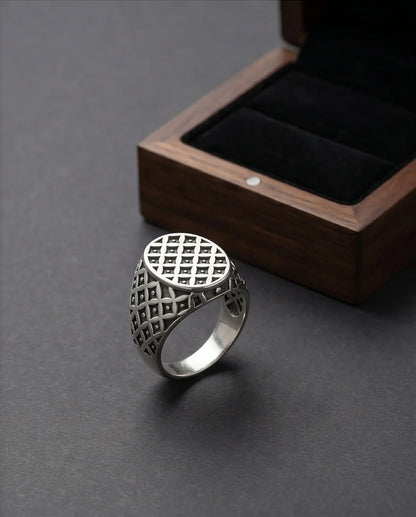 Vintage Sterling Silver Quadfoil Geometric Signet Ring