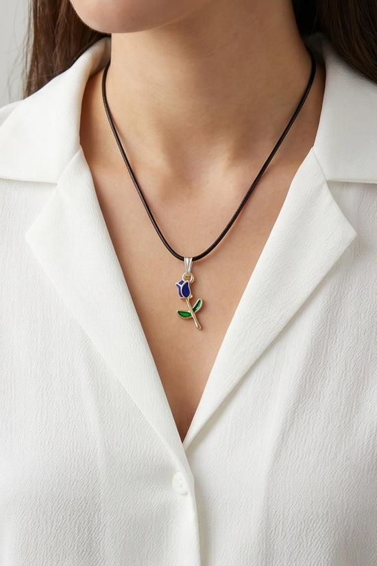 Royal Blue Tulip Rosebud Pendant