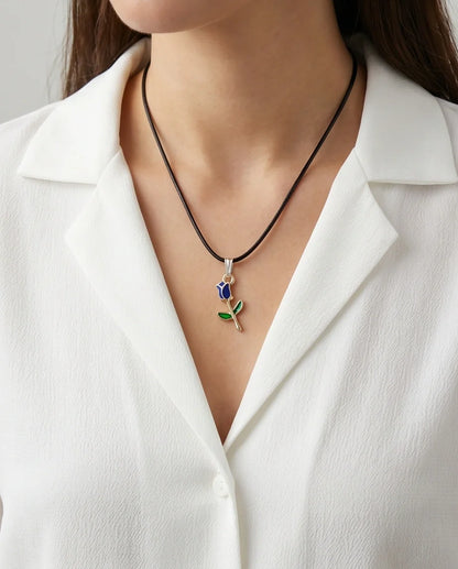 Royal Blue Tulip Rosebud Pendant