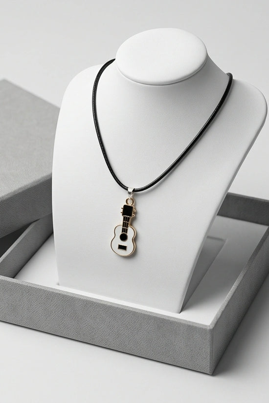 Gold and White Acoustic Guitar Necklace