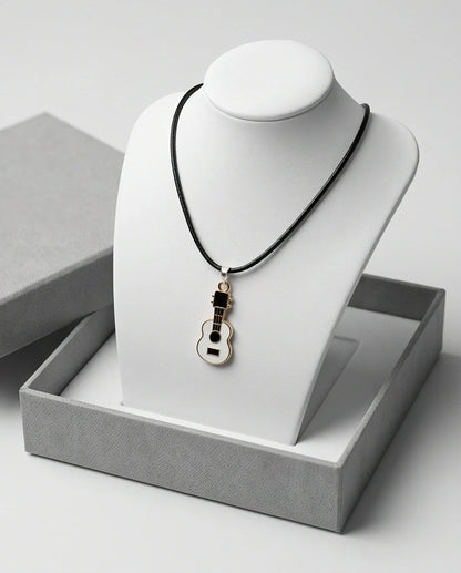 Gold and White Acoustic Guitar Necklace
