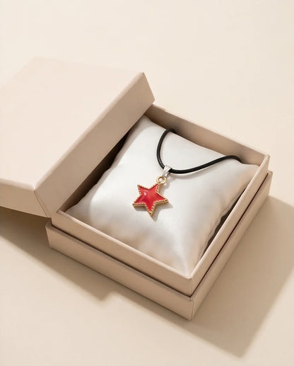 Vibrant Red Star Enamel Pendant Necklace
