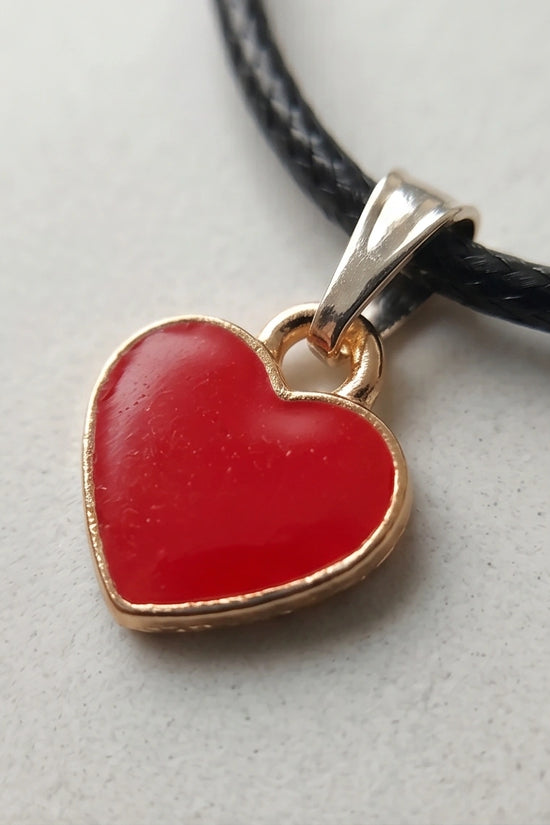 Gold and Red Classic Heart Necklace