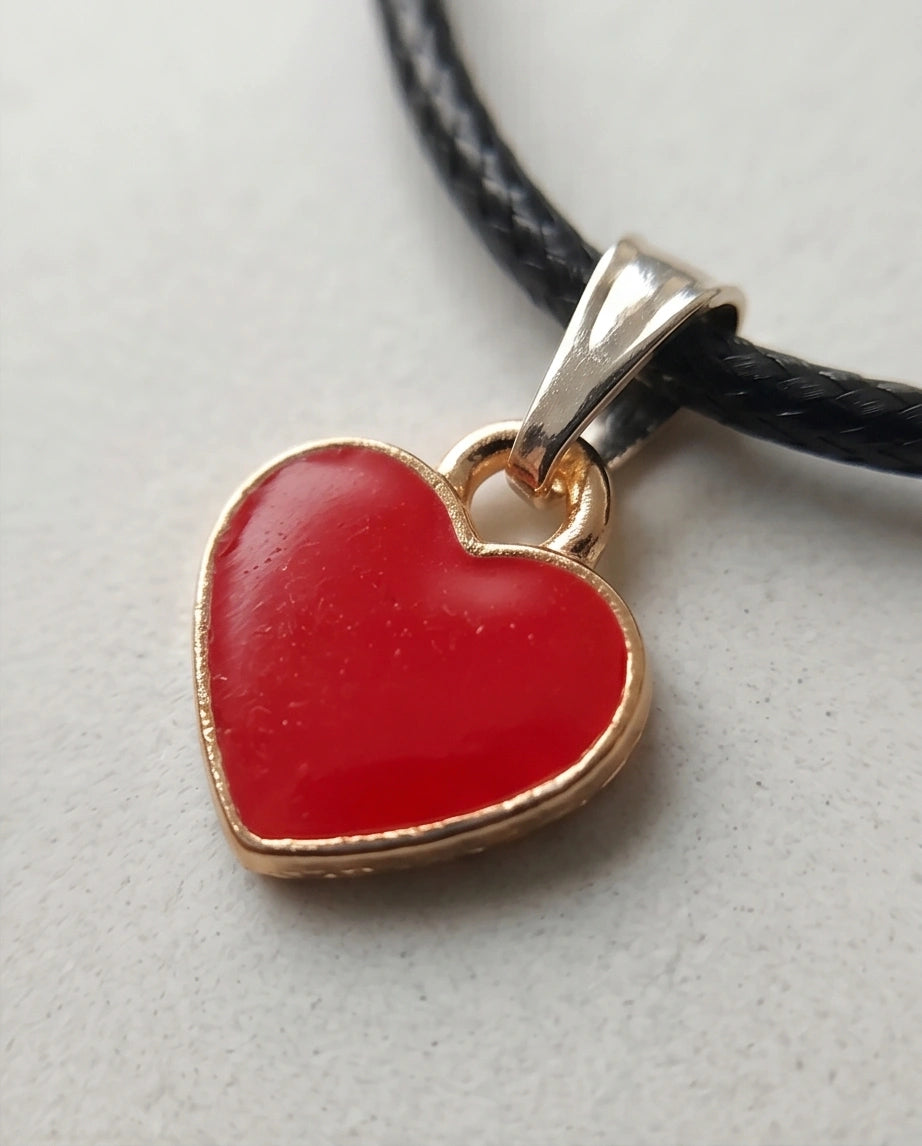 Gold and Red Classic Heart Necklace