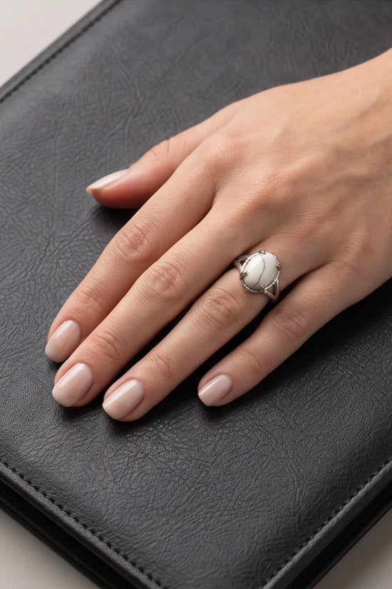 White Canyon Howlite Statement Ring