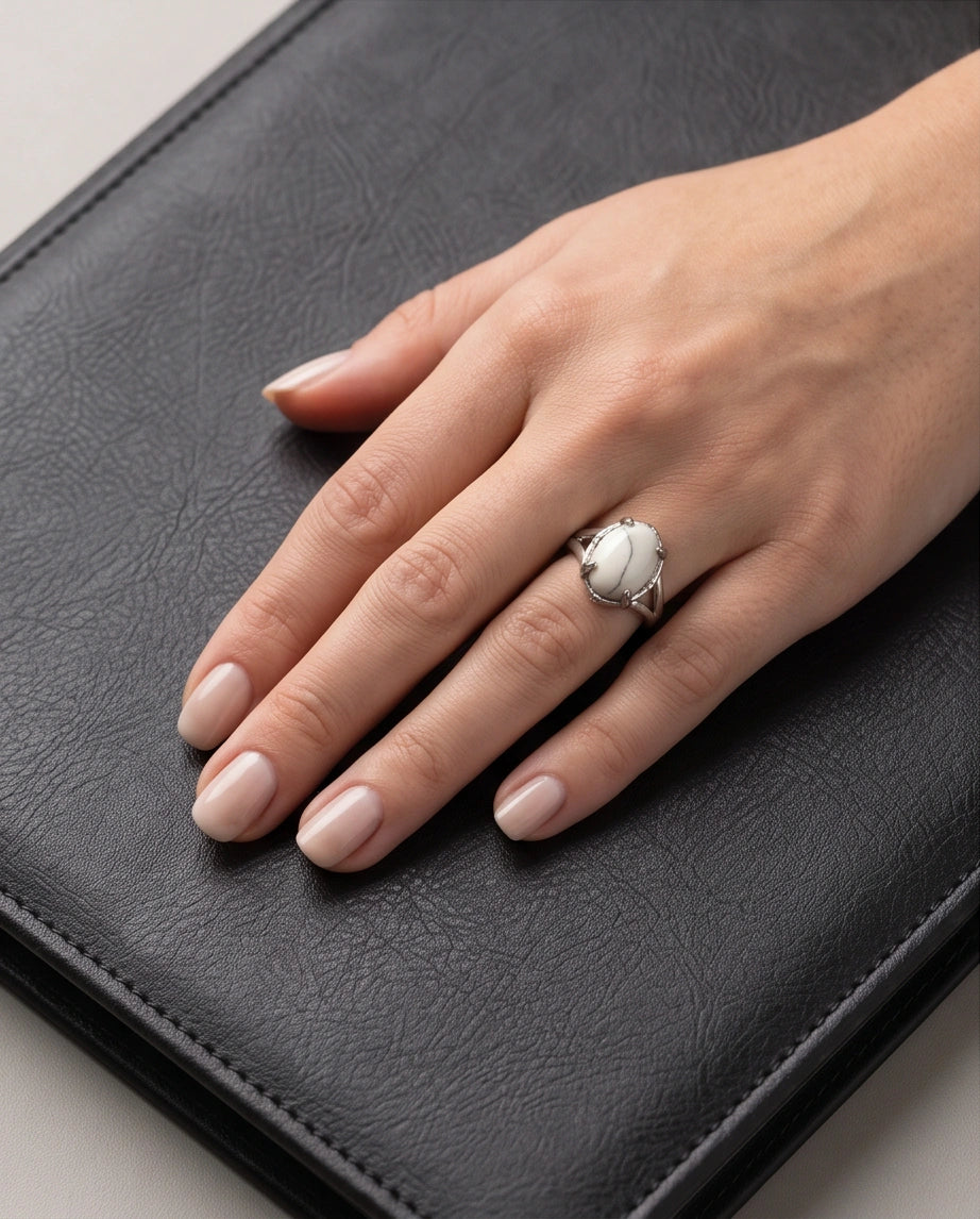 White Canyon Howlite Statement Ring