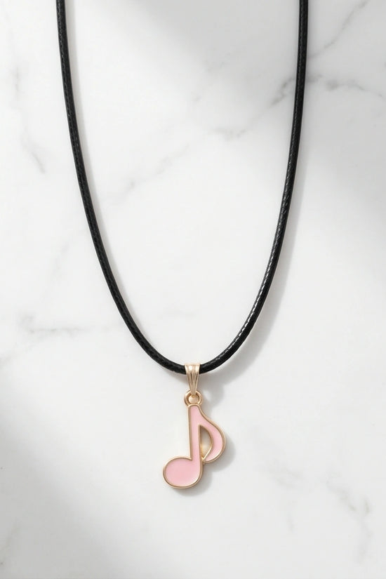 Gold and Pink Eighth Note Necklace