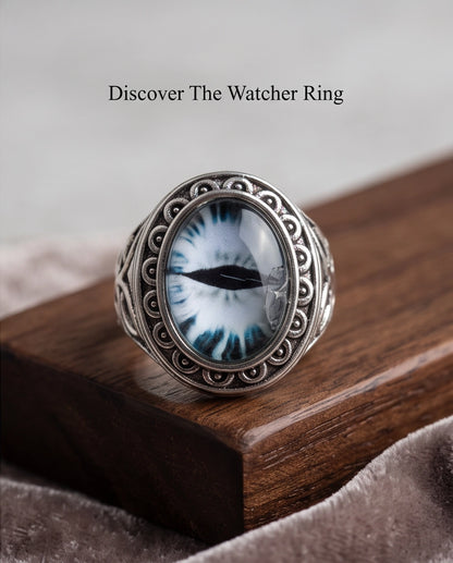 Monochrome Slit-Pupil Scrolled Silver Ring