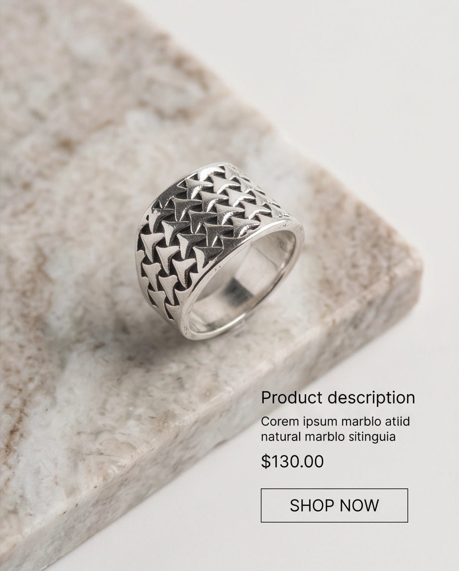 Interlocking Triangular Mosaic Silver Band