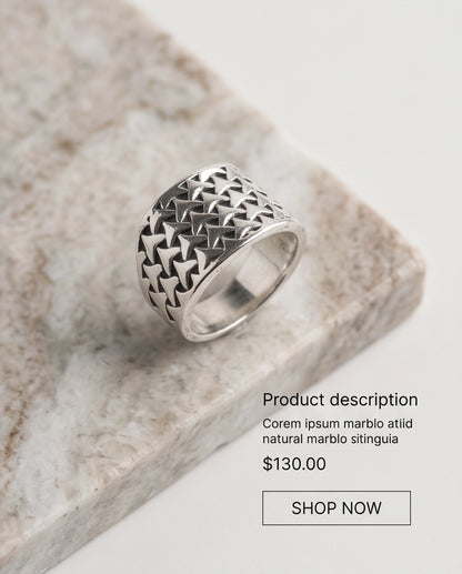 Interlocking Triangular Mosaic Silver Band
