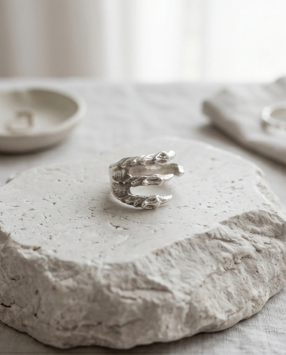 Gothic Dragon Claw Open Band Ring