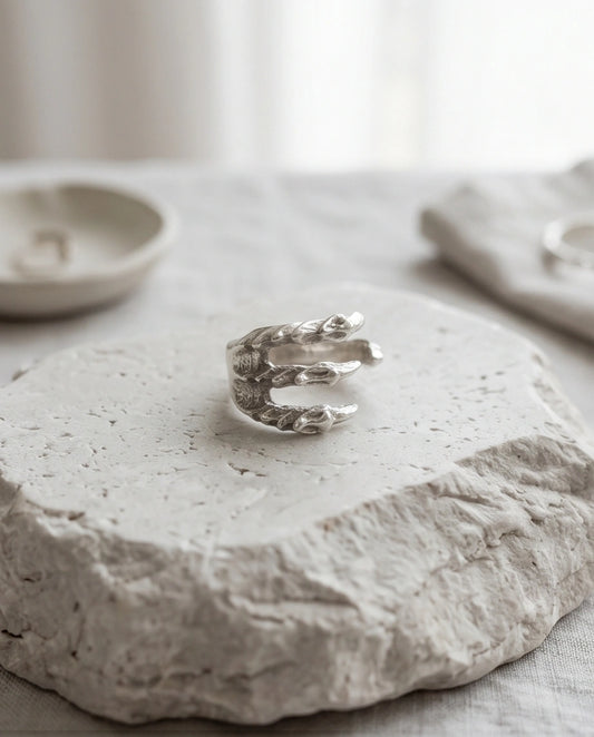 Gothic Dragon Claw Open Band Ring