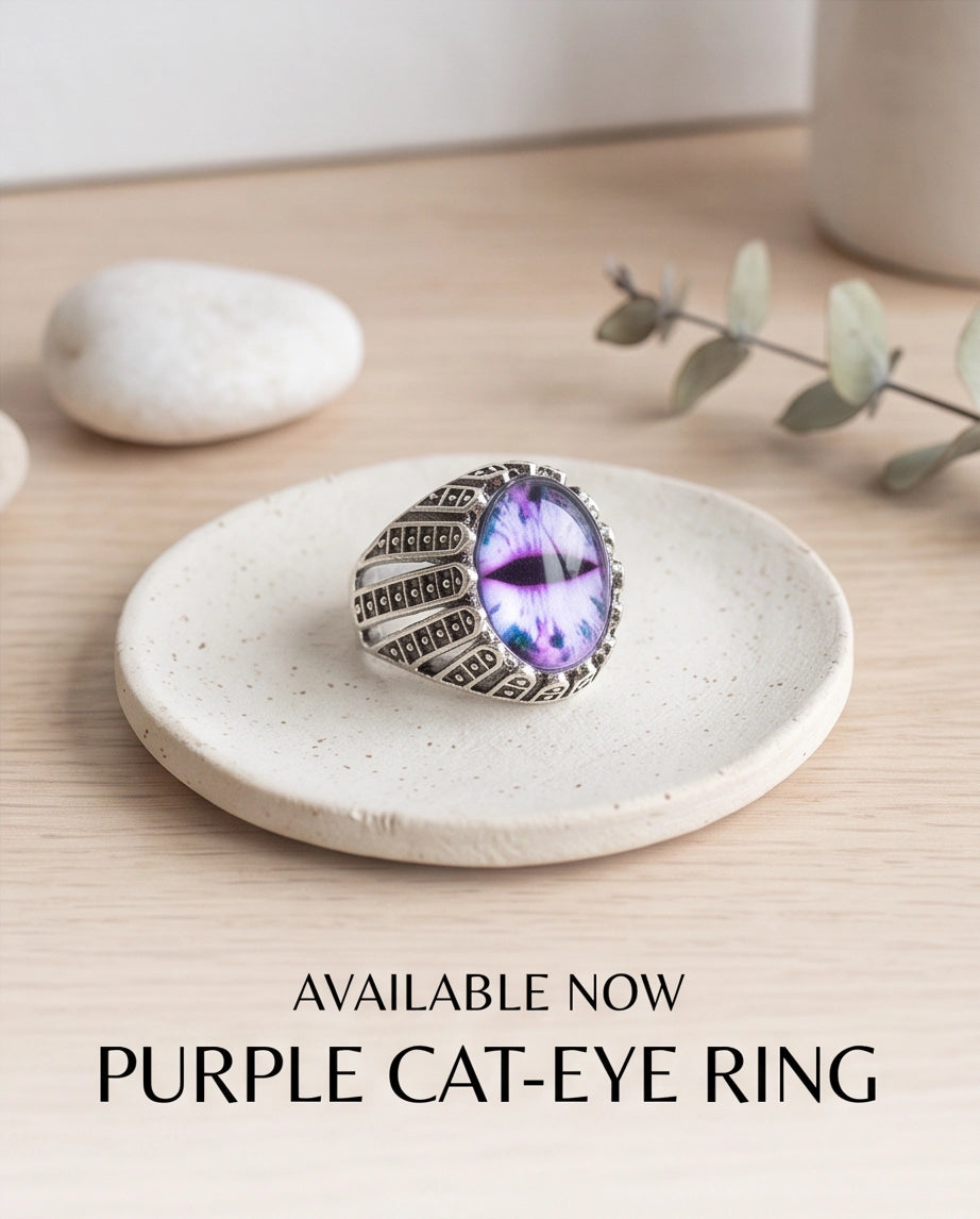 Amethyst Lattice Slit-Pupil Silver Ring