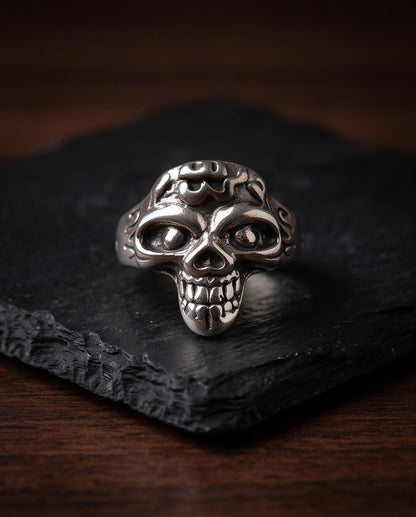 Carved Eyeball Skull Signet Ring