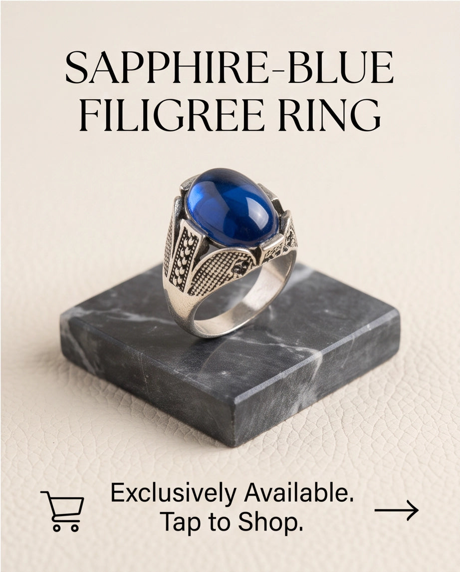 Cobalt Eclipse Stippled Signet Ring