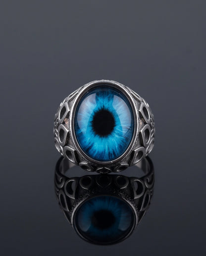 Azure Teardrop Link Ocular Silver Ring