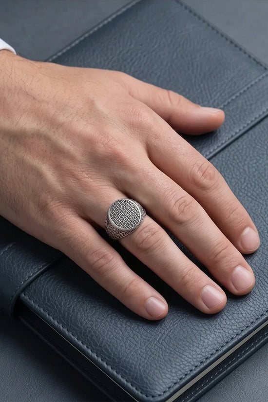 Vintage Sterling Silver Woven Basketweave Signet Ring