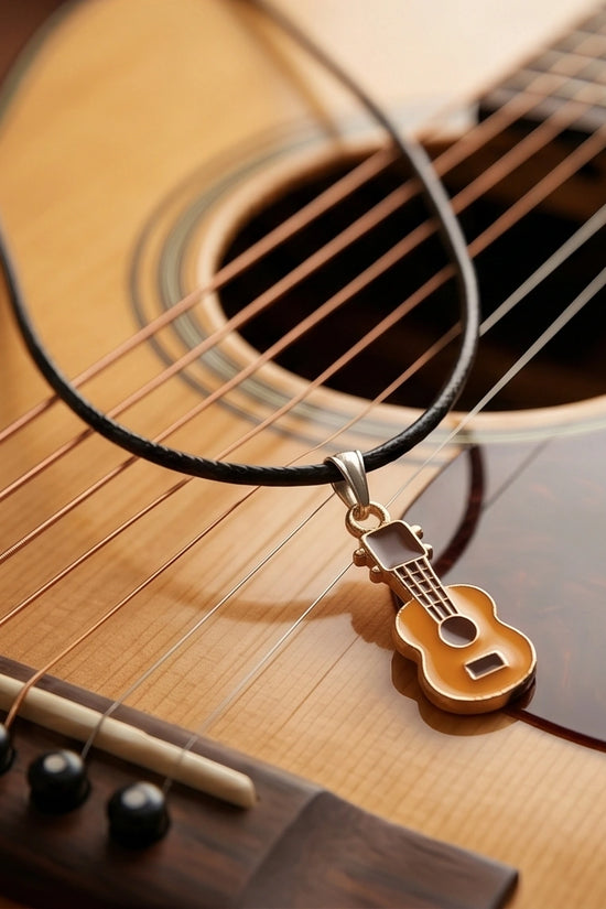 Gold and Yellow Acoustic Guitar Necklace