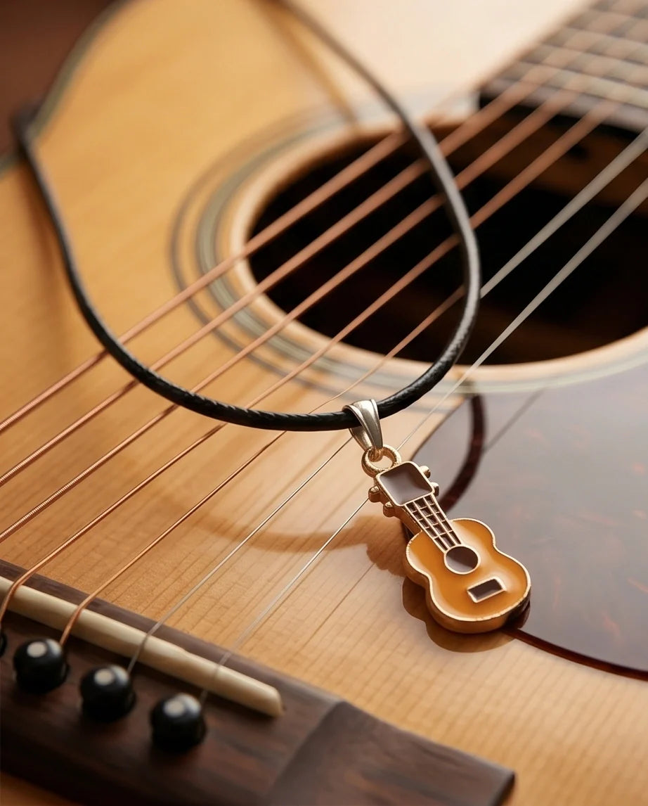 Gold and Yellow Acoustic Guitar Necklace