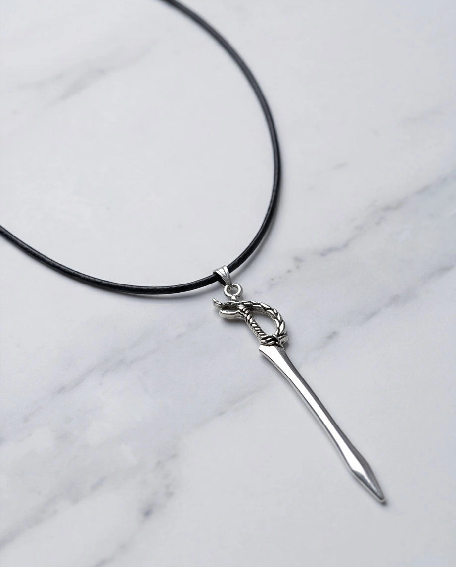 Silver Saber Pendant Necklace