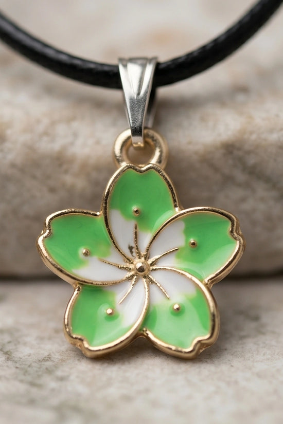 Gold and Light Green Blossom Necklace
