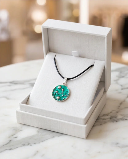 Teal Constellation Galaxy Pendant