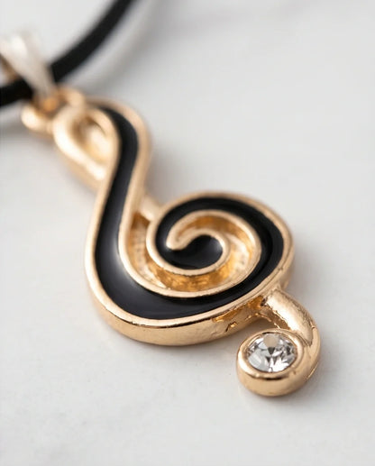 Rose Gold and Black Treble Clef Necklace