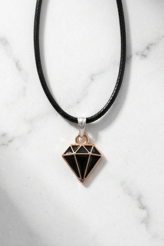 Gold and Black Geometric Diamond Necklace