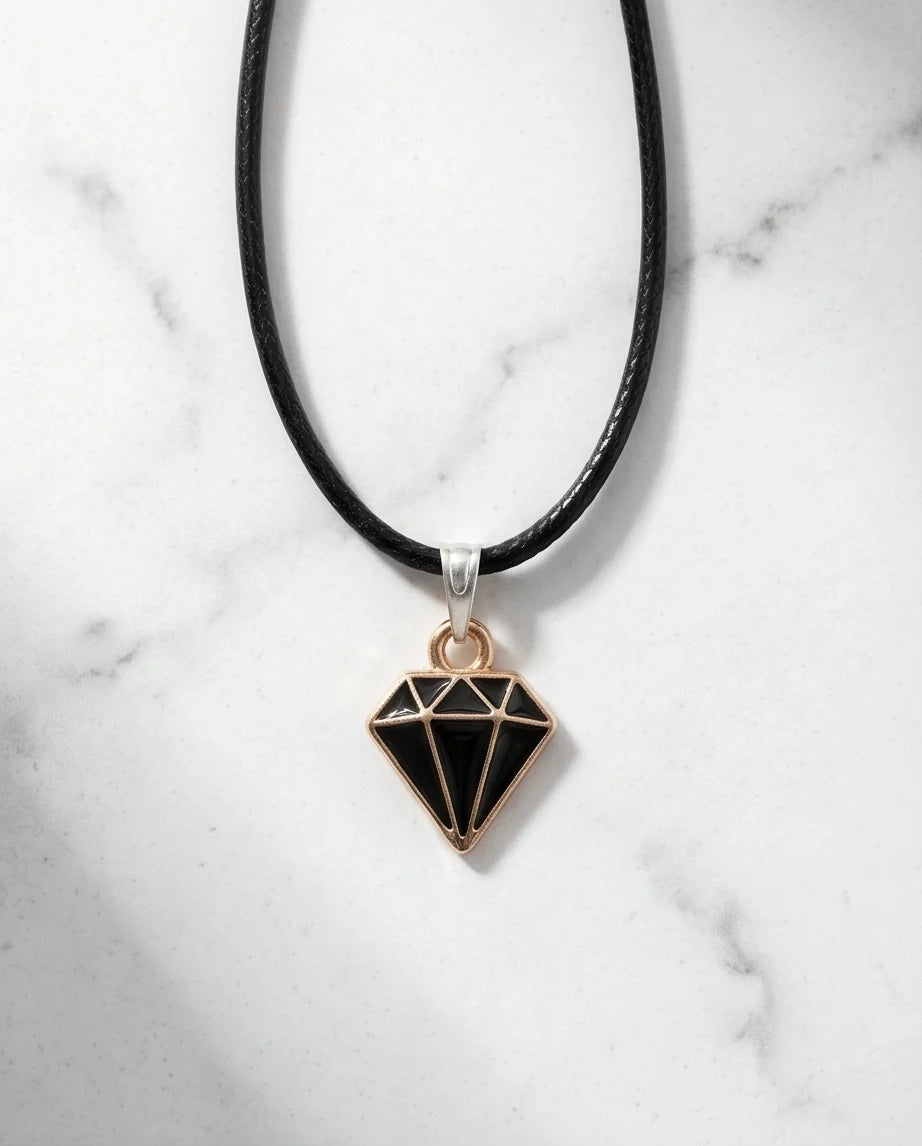 Gold and Black Geometric Diamond Necklace