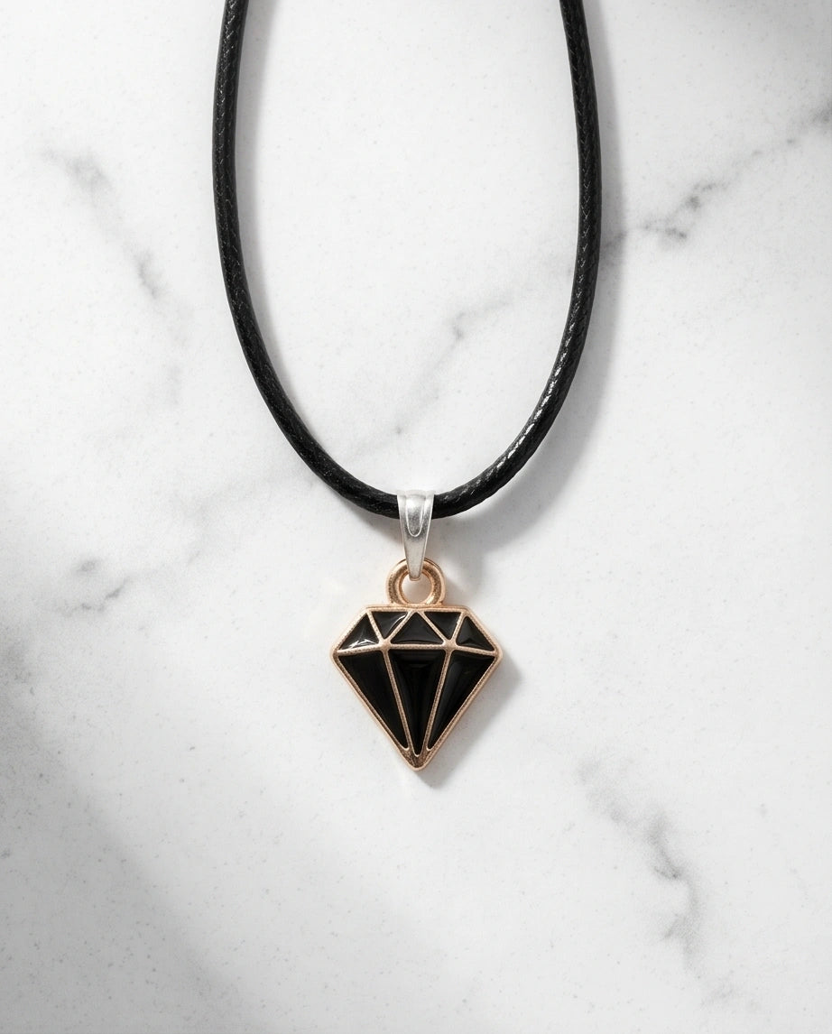 Gold and Black Geometric Diamond Necklace