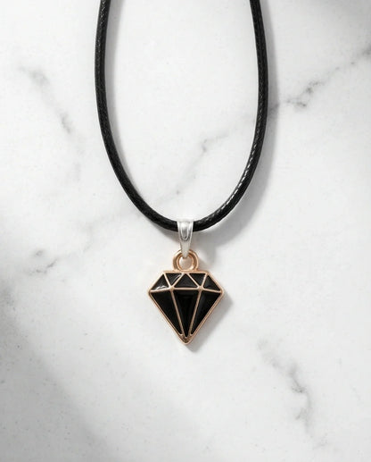 Gold and Black Geometric Diamond Necklace