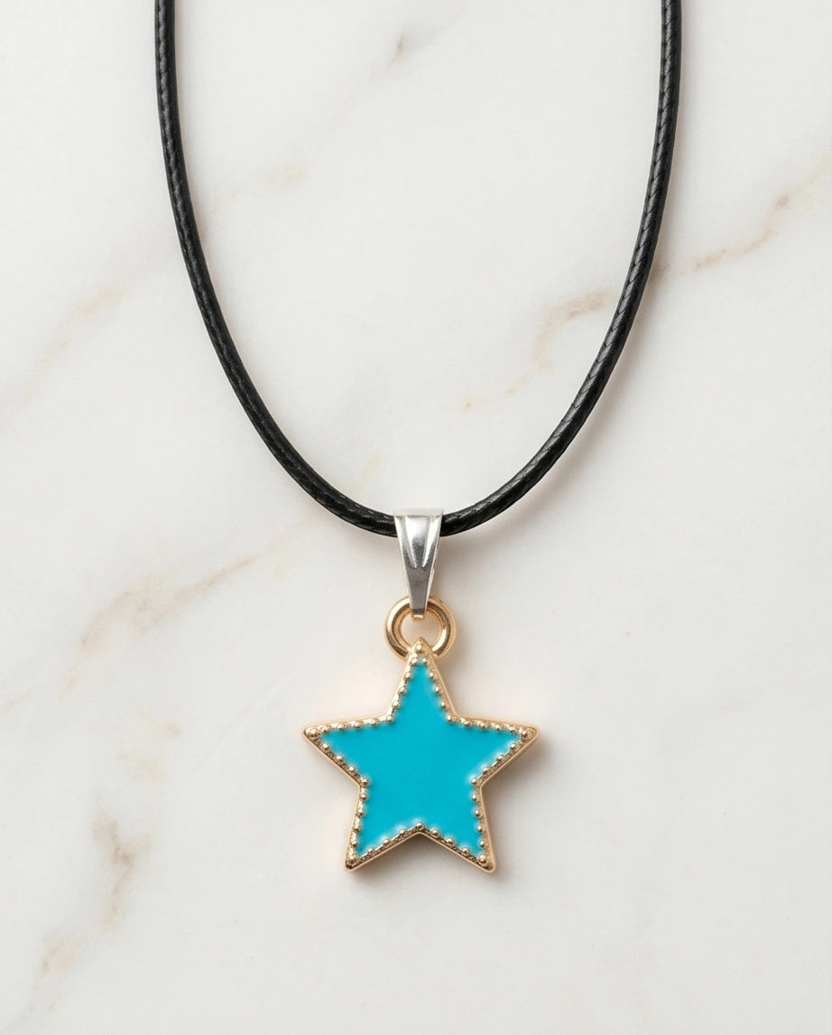Gold and Turquoise Beaded Star Necklace