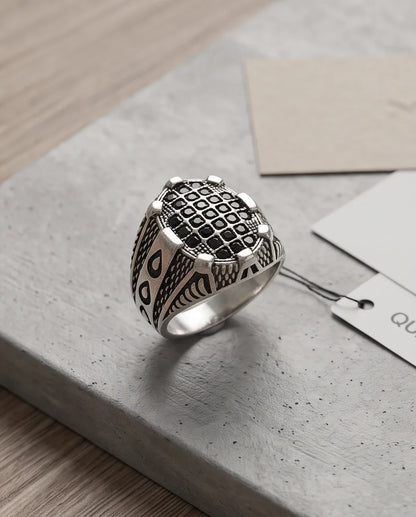 Shadow Cross Pavé Signet Ring