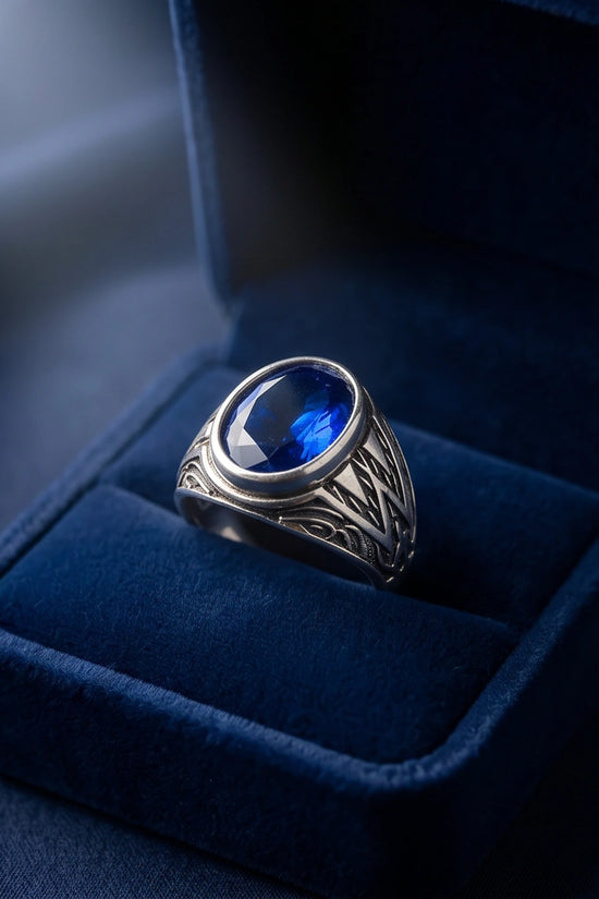 Imperial Sapphire Vertex Silver Ring