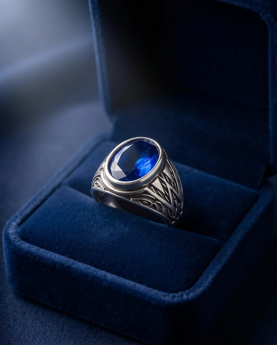 Imperial Sapphire Vertex Silver Ring