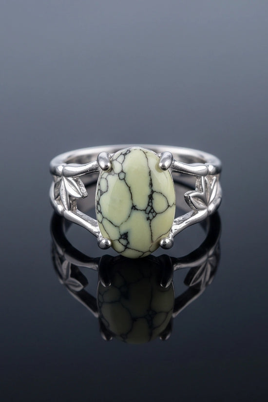 Earthy Mint Leaf Statement Ring