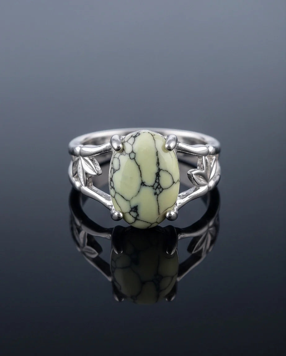 Earthy Mint Leaf Statement Ring